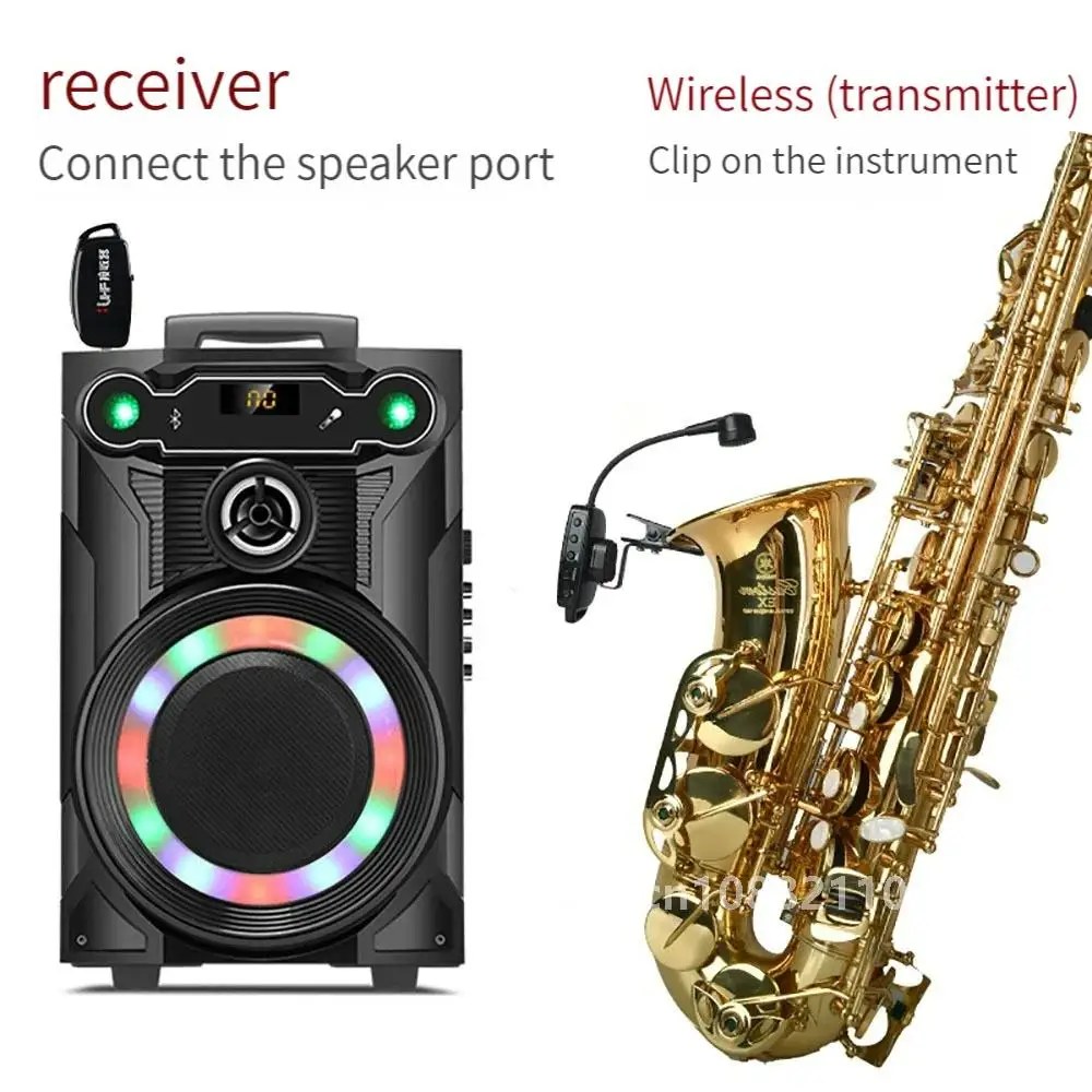 UHF 2.4G Professional Wireless Instrument Microphone for Saxophone Trumpet Sax Wireless Receiver Transmitter 50M Range Plug