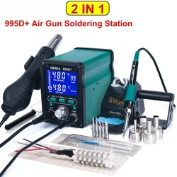 YIHUA 750W 995D+ LED Digital Soldering Station Hot Air Gun Rework Station 110W Electric Soldering Iron For Phone  PCB IC SMD BGA