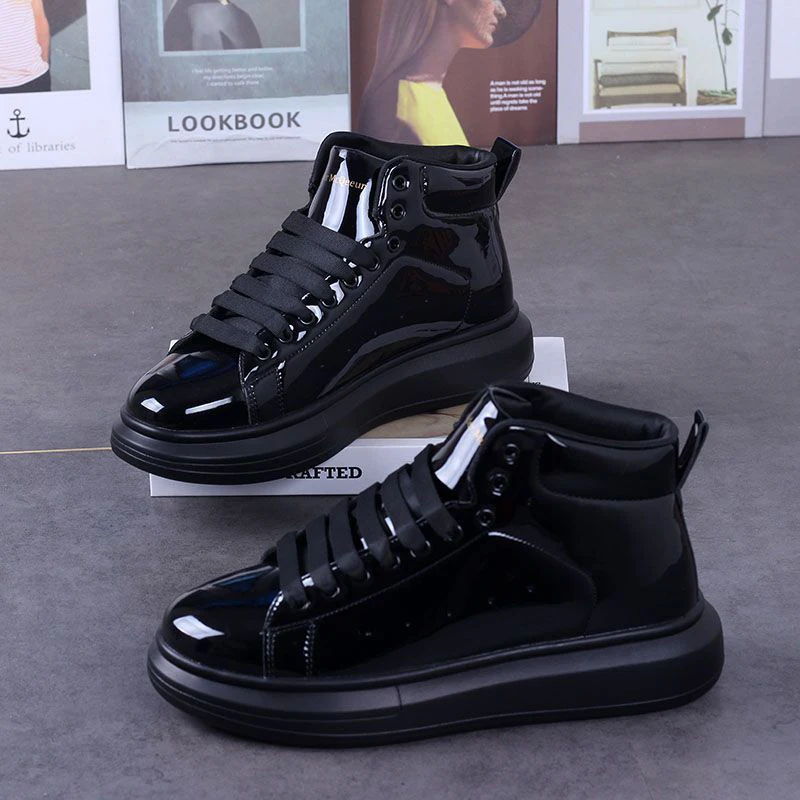 High-tops Sports Shoes For Women Shiny leather luxury brand Replica shoes original Lightweight Soft Chunky Shoes Women botas