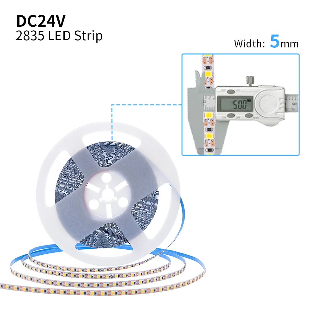 10m/Roll DC 24V LED Strip Light SMD 2835 5mm 8mm PCB High Brightness 120LEDs/M 1LED Cut Flexible LED Tape Lights Home Decoration