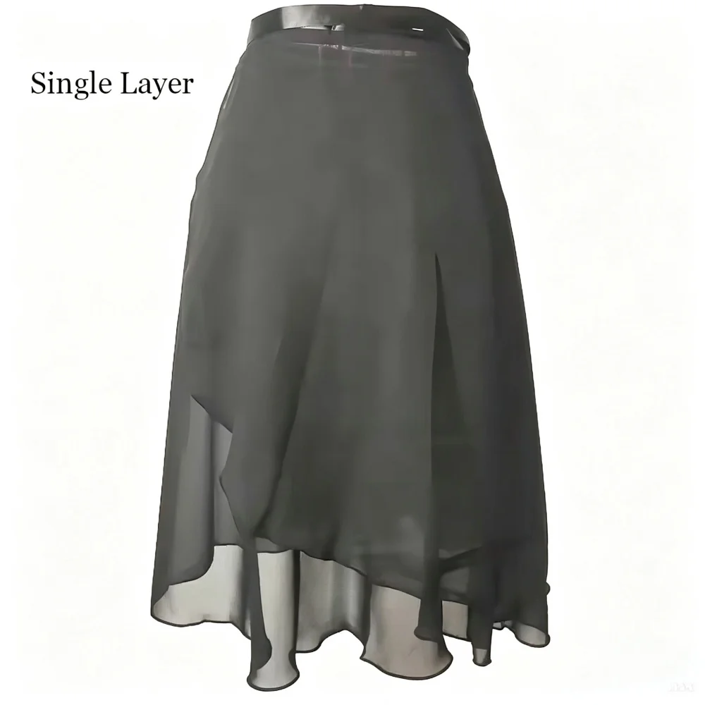 Women Ballet Wrap Skirt Chiffon Irregular Asymmetrical Dance Skirt Adult Classical Practice Performance Dancewear