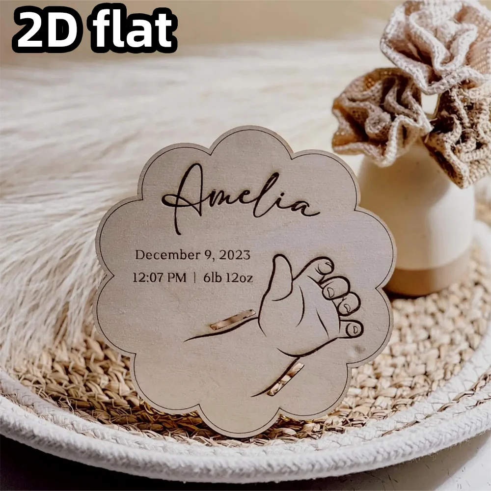 Engraved Wooden Baby Bracelet Holder Single Item, Birth Hospital Keepsake, Personalized Nursery Decor image 6