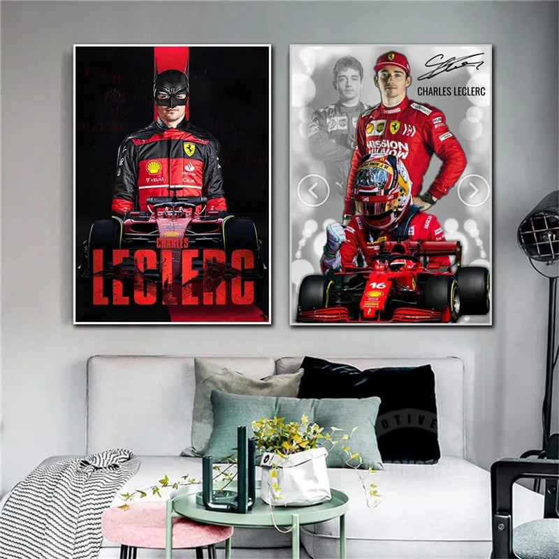 2022 F1 ملصق قماش تشارلز ليكليرك يفوز بالجائزة الكبرى في البحرين لوحة ديكور المنزل صورة لغرفة المعيشة ملصق طباعة