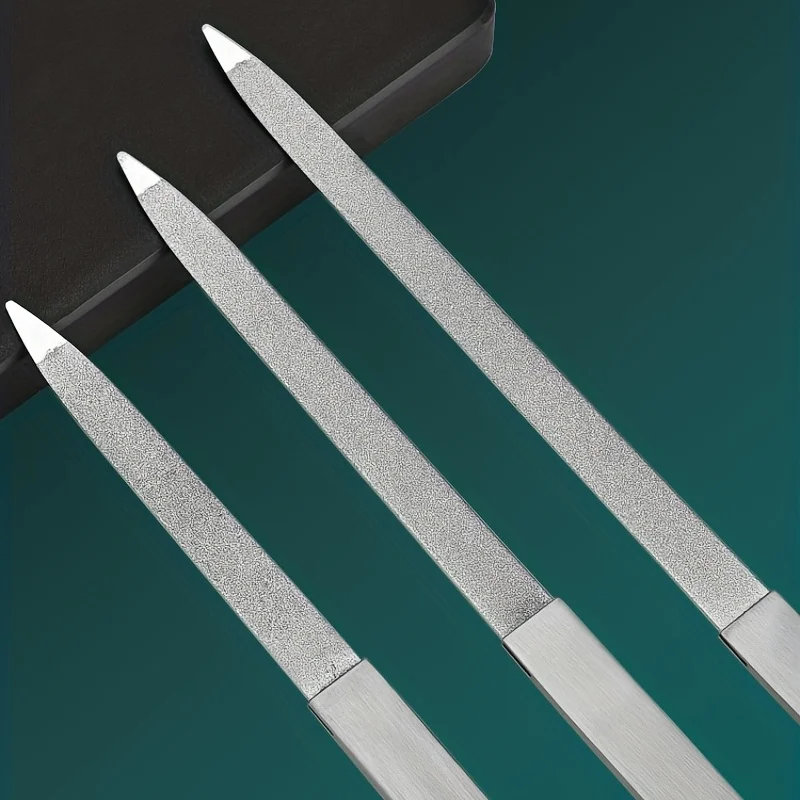 3 قطعة مبرد أظافر من الفولاذ المقاوم للصدأ مزدوج الجانب ملف أظافر عازلة ملف معدني أظافر أظافر ملفات مانيكير للصالون والمنزل