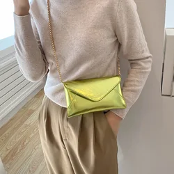 Mini sac à main enveloppe en cuir brillant pour femme, sac à bandoulière JOCrossbody doré, rose vif, portefeuille pour téléphone portable, mode de luxe pour fille