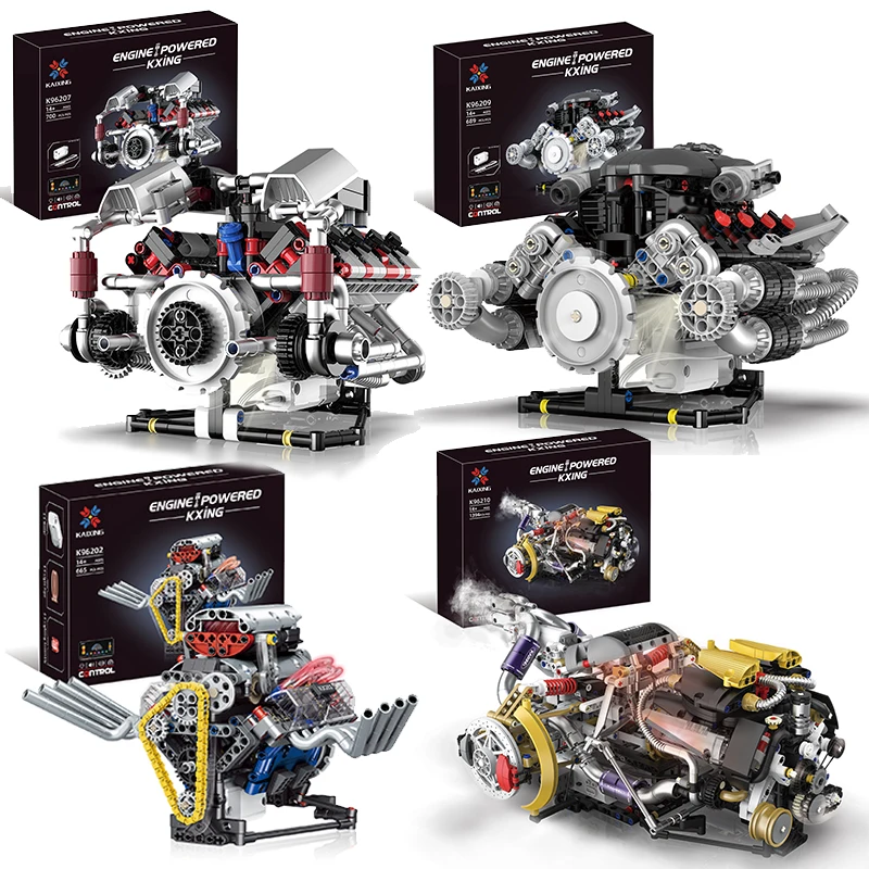 

MOC Technical V8 Engine Model Building Blocks Set LED APP Programming Motor Drive Supercar Engine Bricks Toys for Adult Kid Gift