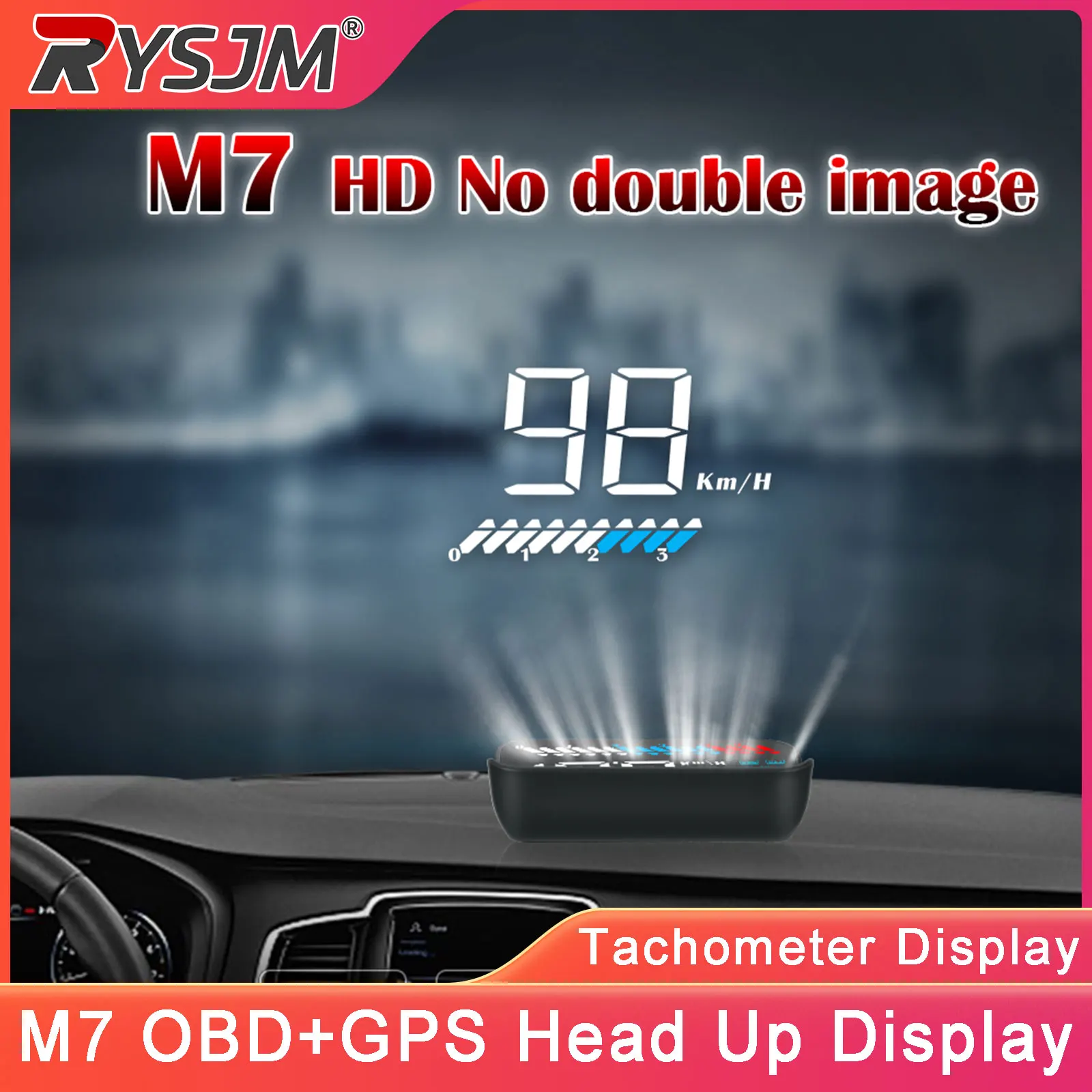 

M7 Car OBD+GPS Head Up Display Dual System Smart HUD Car Speedometer Voltage Gauge Meter With Water Temp Alarm