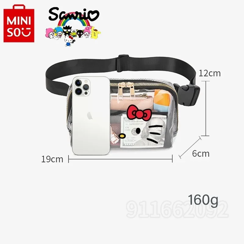 Miniso Hello Kitty New Women's Transparent Waist Bag Luxury Brand Women's Single Shoulder Crossbody Bag Cartoon Cute Waist Bag