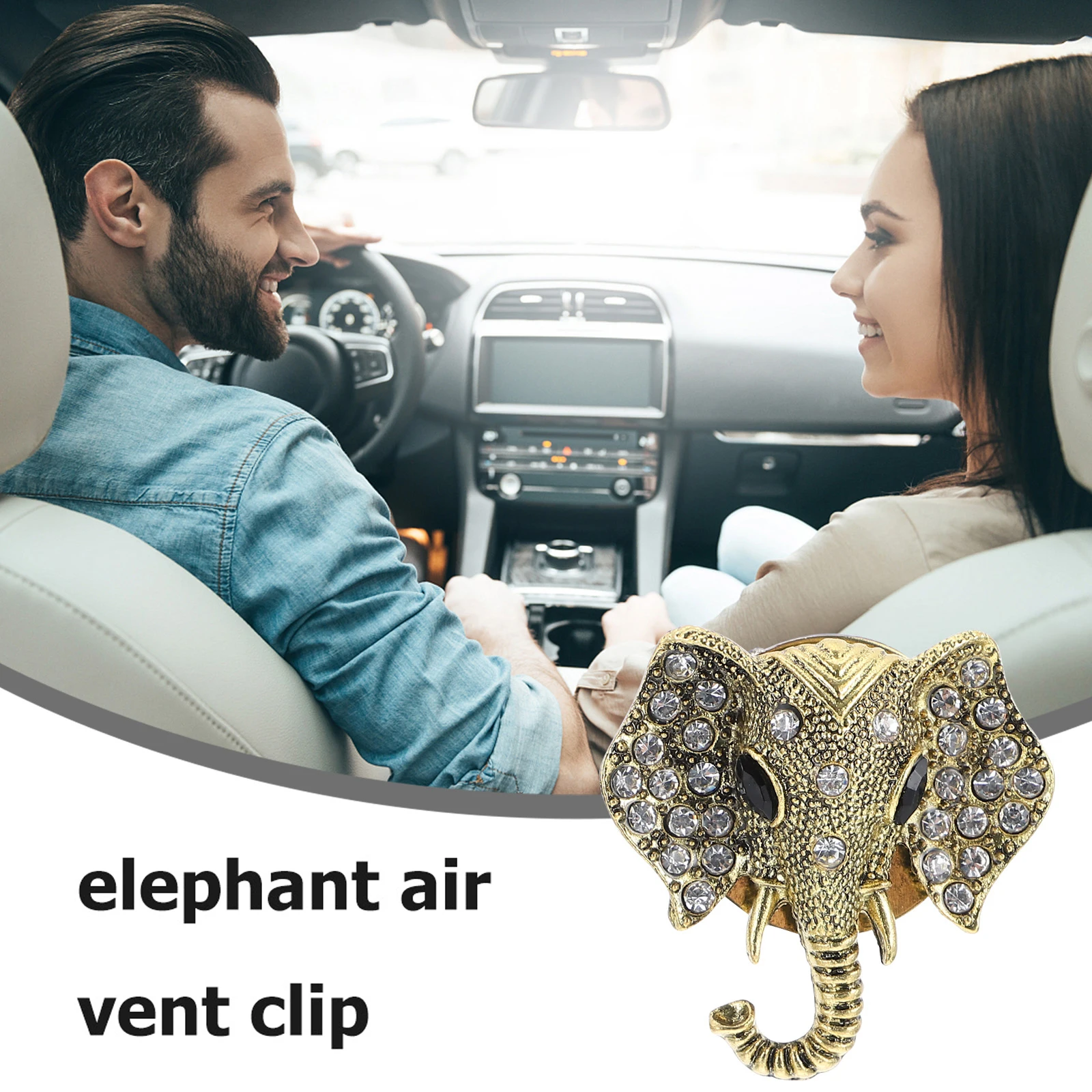 

2PCS Car Air Freshener Rhinestone Elephant Head Vent Decoration for Car Interior Aroma Diffuser GiftsElephant car air vent