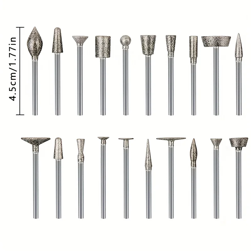 Verschiedene Diamantfräser – 1/8 Zoll Schaft Diamantbohrer Steinschnitzbits für Dremel-Rotationswerkzeuge – Detail 1