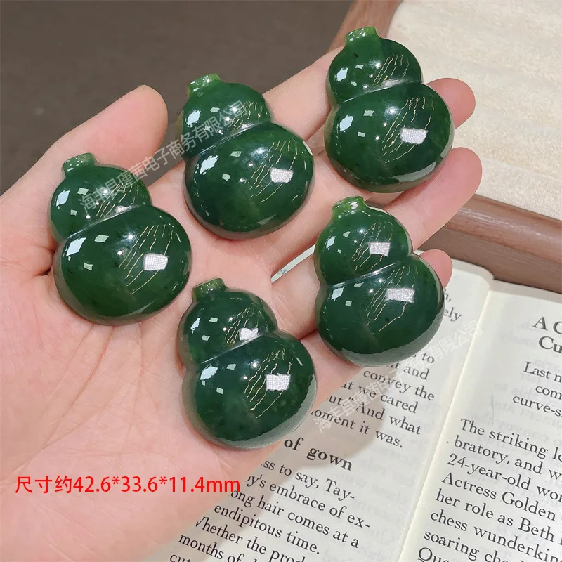 Natural Hetian Jade Gourd Pendant Necklace Accessory Jewelry Clavicle Chain view 2