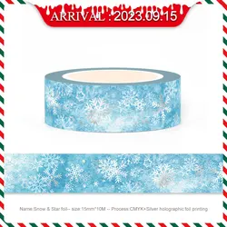1X 10M Deco Silver Snowflake Foil Christmas Trees Glove Santa Claus Snowman Masking Washi Tape for Diary Scrapbooking Stationery