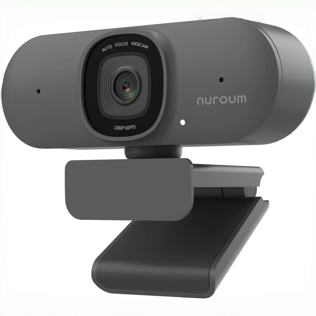 NUROUM V15AF Graue 2K UHD Webcam mit zwei geräuschunterdrückenden Mikrofonen, 4MP Autofokus-Computerkamera 1080P@60FPS 75 °   Weitwinkel, One-Touch-Kamera-Stummschaltung & Mikrofon-Stummschaltung, USB