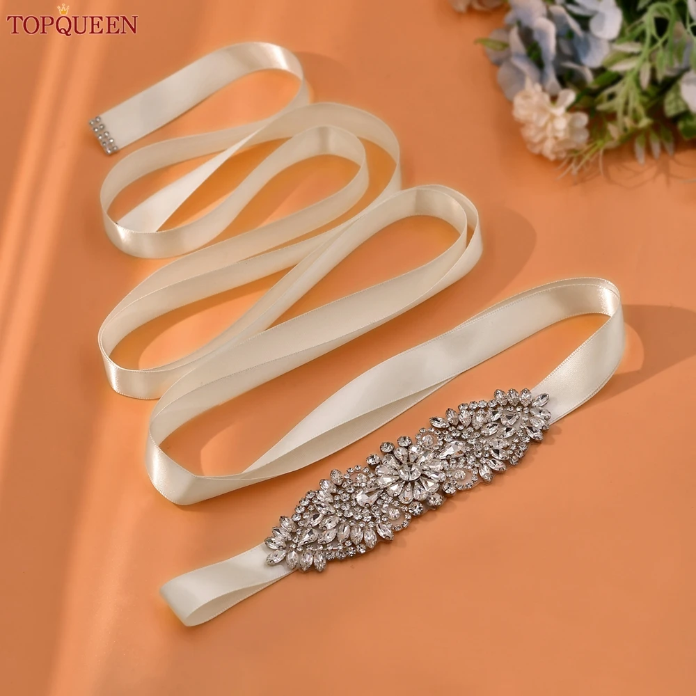 TOPQUEEN Luxury Wedding Dress Belt Plus Size Wedding Decoration Party Belts Girlfriend Accessories Bridesmaid Sash S446