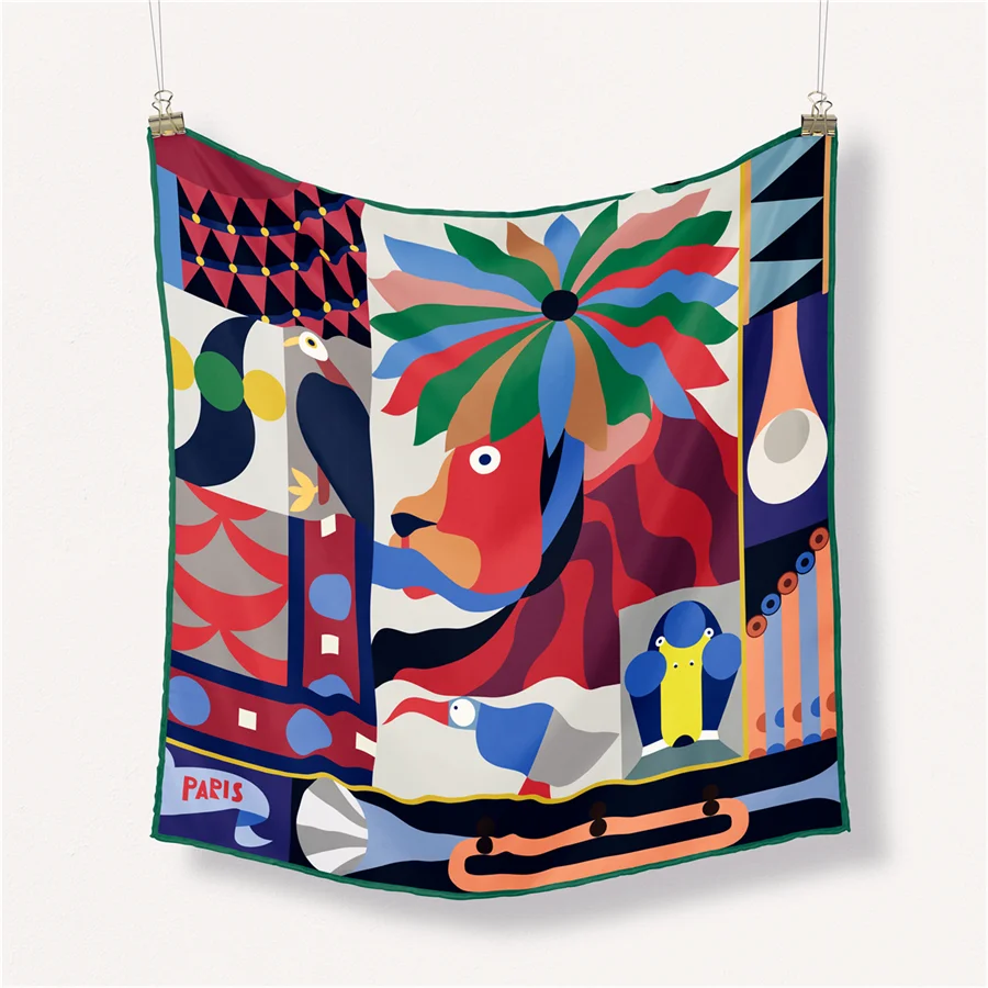 53 سنتيمتر مصمم حك وشاح حريري المرأة شال الأزهار الصيف والربيع طباعة الشالات ساحة باندانا منديل الإناث Foulard الخمار #2