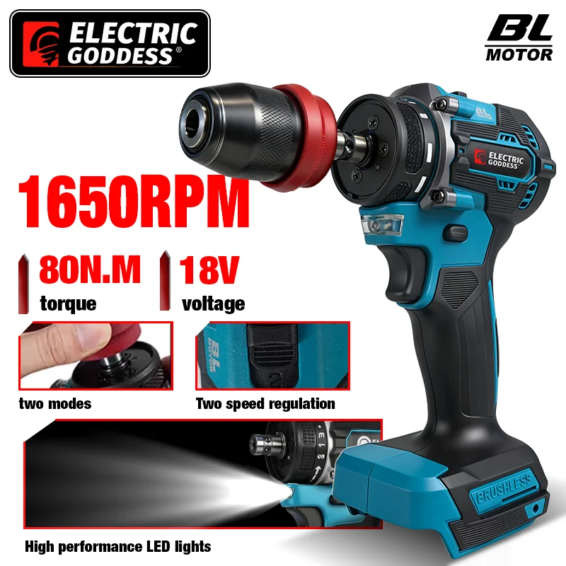 2in1-ブラシレス電動ドリル-10mm-コードレス電動ドライバー-2000rpm-ハンドヘルドドライバー-パワーツール-﻿-マキタ18vバッテリーピン用