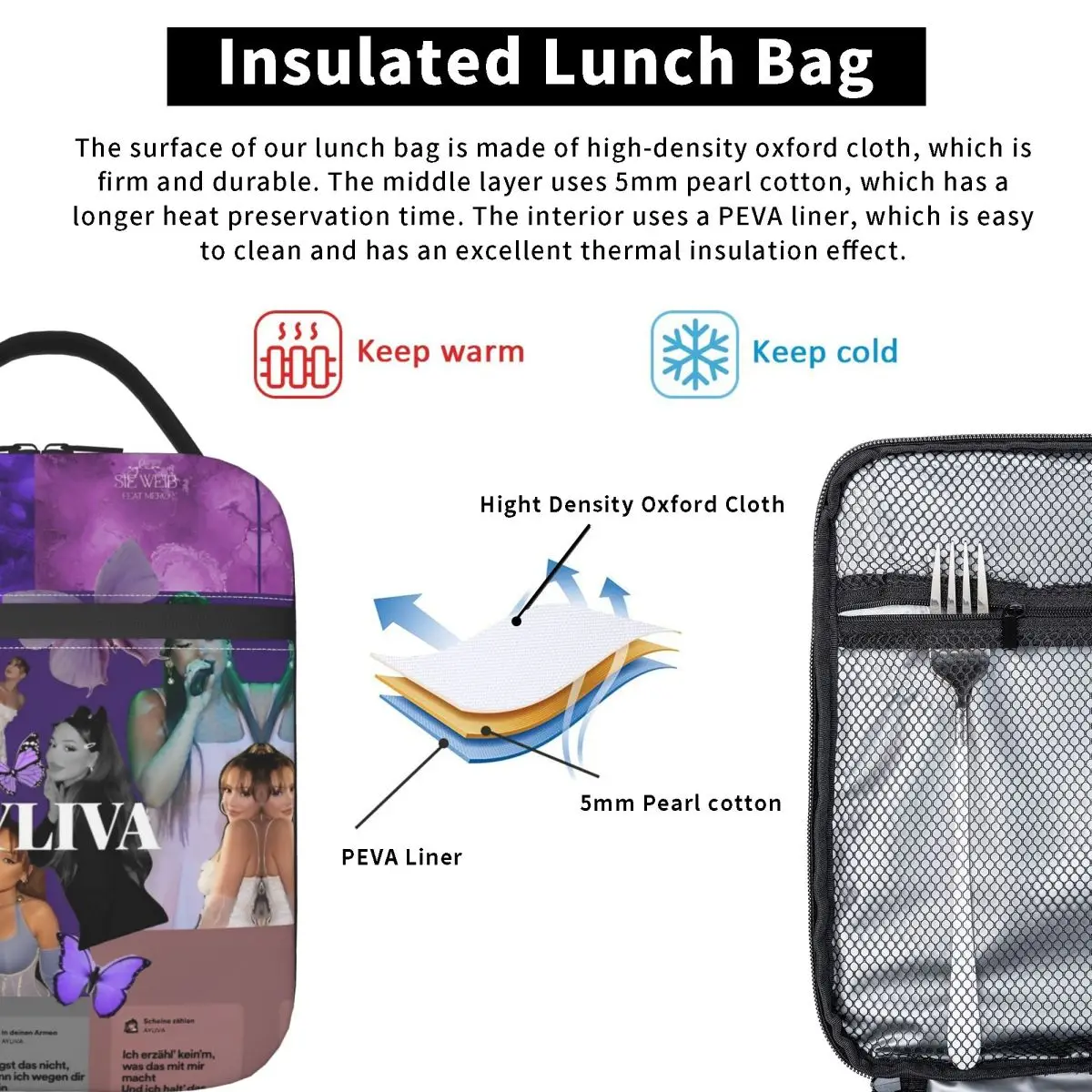 Ayliva Collage Merchandise Tour 2025 Сумка для обеда для женщин Графический ланч-бокс Сумка-холодильник для отдыха на открытом воздухе для пикника