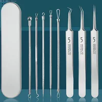 8 Pieces Stainless Steel Blackhead Removal Tool Set, Blackhead Clip, Tweezers, Beauty Facial Blackhead Remover, Acne Needle Tool