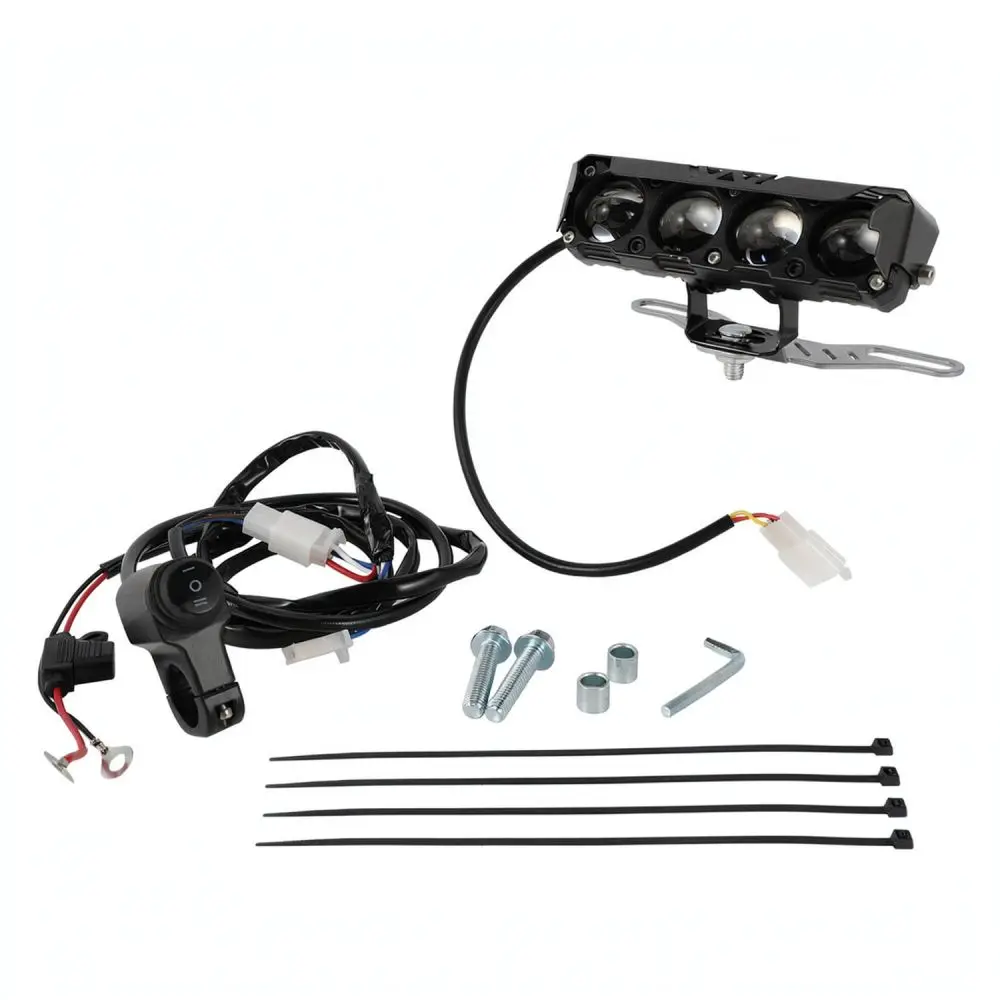 Universal Four Eye LED Driving Lamp Motorcycle Modification Part High Low Beam Spotlight Black Exterior Light