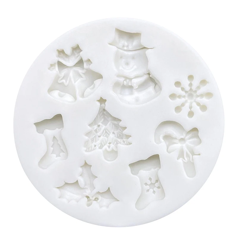 Christmas Tree Snowman Sock Bell Silicone Cake Baking Mold Sugarcraft Chocolate Cupcake Fondant Decorating Tools