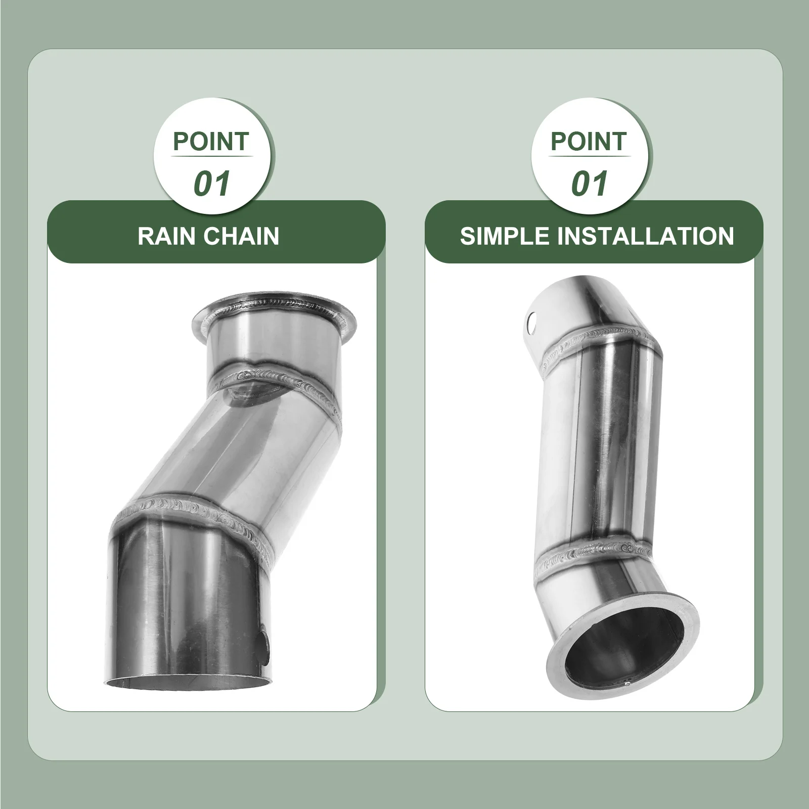 1 مجموعة 1 مجموعة الفولاذ المقاوم للصدأ المطر سلسلة محول المعادن مزراب استنزاف طقم محوّل للخارجية حديقة ماسورة التصريف تركيبات الزخرفية