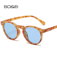 SO & EI gafas de sol polarizadas redondas Retro para mujer, moda con remaches, decoración, tonos UV400, gafas de sol Punk de color verde oscuro para hombre