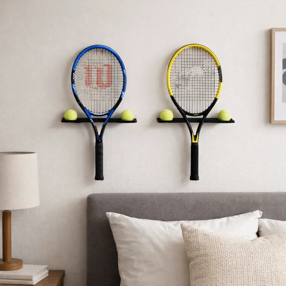 

Wall-mounted Sports Ball Storage Rack Space Saving Large Capacity Badminton Racket Storage Rack Iron Tennis Racket Storage Rack