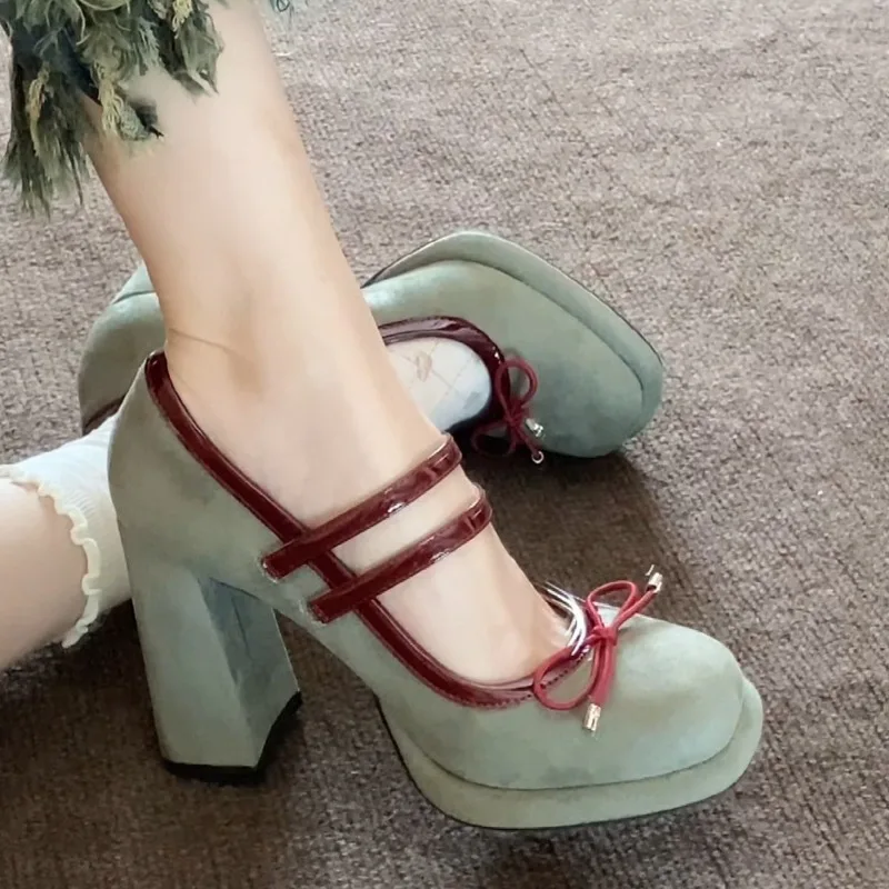 

Bow Retro Style New Autumn High Heel Mary Jane Versatile Fashion Not Tired Feet Single Shoes