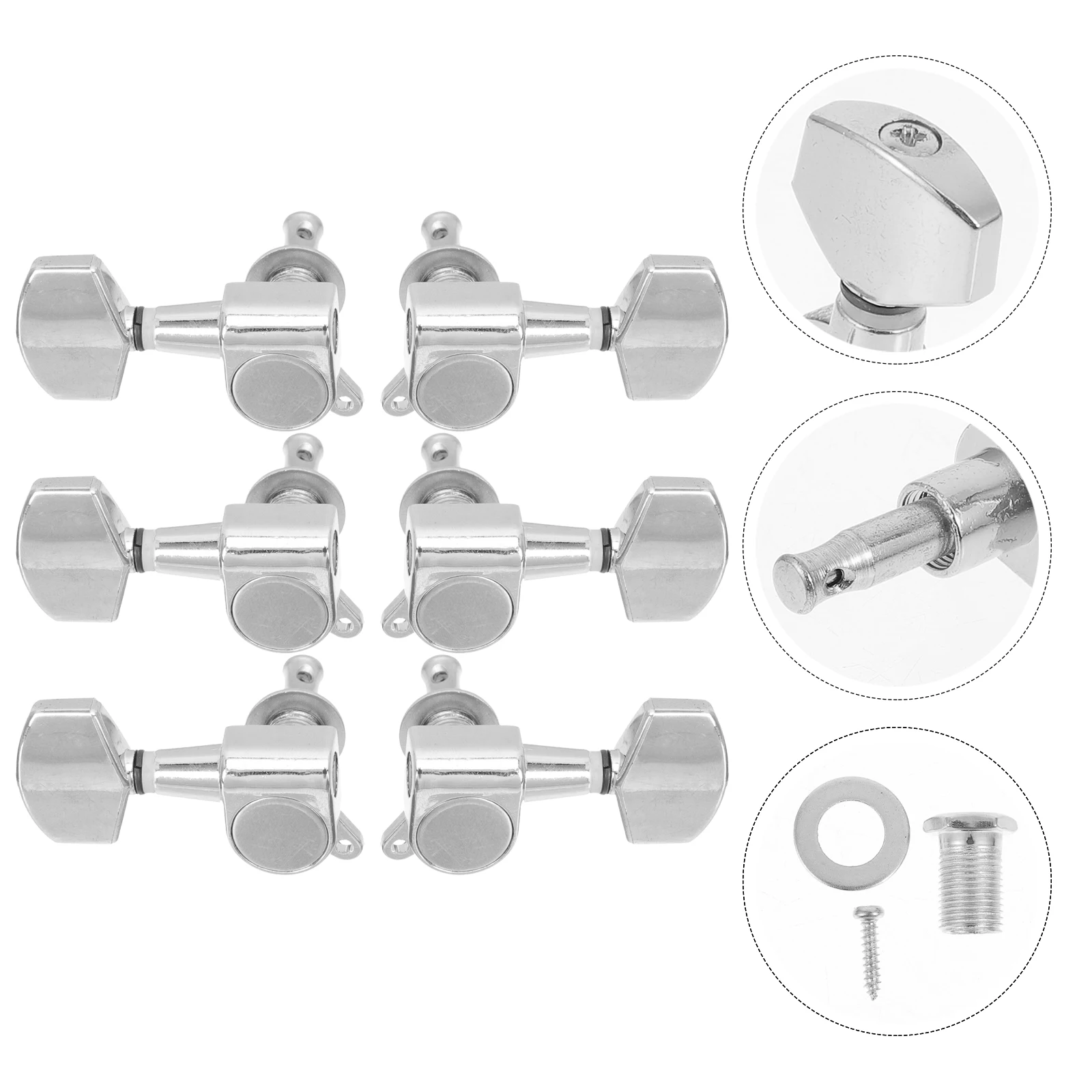 

6 Pcs Guitar Tuners Practical Accessories Head Knobs Replacement Fine Workmanship Peg Professional Part Zinc Alloy