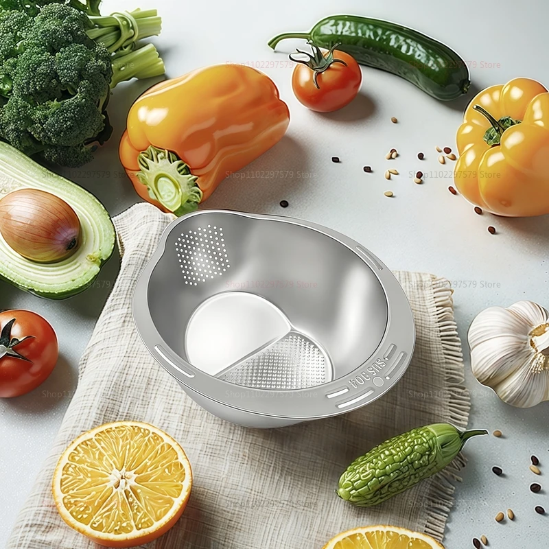 الفولاذ المقاوم للصدأ الأرز غسالة مصفاة السلطانية 304 الغذاء الصف غربال مصفاة لغسل الأرز الفواكه والخضروات أواني المطبخ