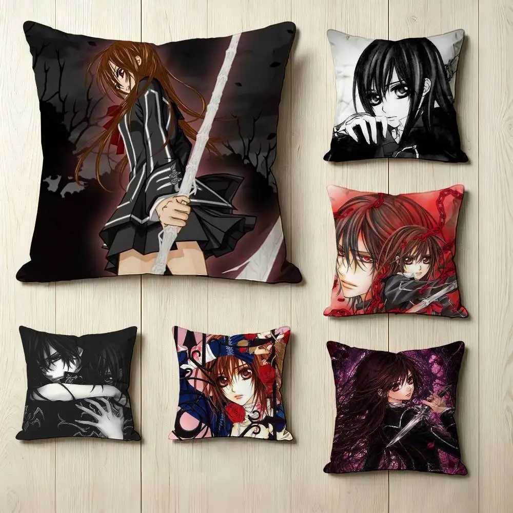 Dark Anime V-Vampire Knight Y-Yuki Cross  Square Double-Sided printed Pillow Case Bedroom Bedside Pillow Sofa Cushion Cover