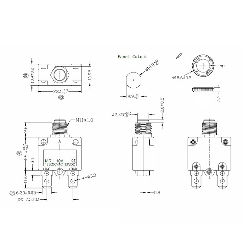 5PCS Current overload protection switch OverCurrent Protection