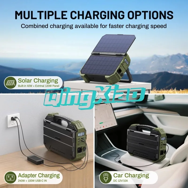 1000W Portable Solar Power Station Built In Solar Panel Emergency Backup Battery For Outdoor Camping Travel Home Display view 5