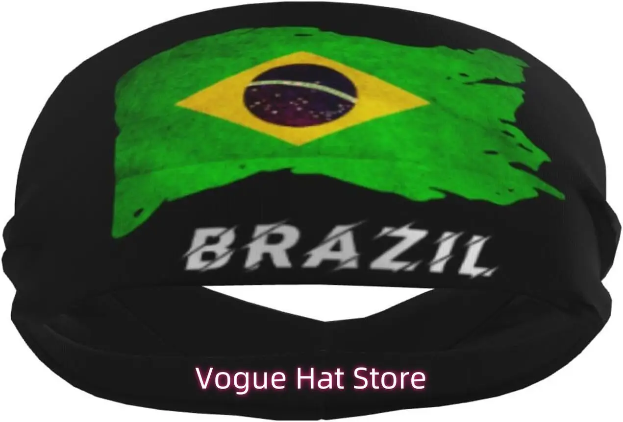 

Brazil Brazilian Vintage Flag Sports Headbands for Men Women Breathable Unisex Head Band Elastic Sweatband Exercise Hairband