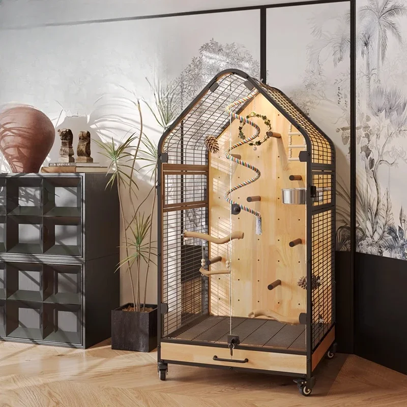 Luxury bird cage parrot villa, Zhongda panoramic luxury wrought iron ecological cabinet, gray machine monk station pole