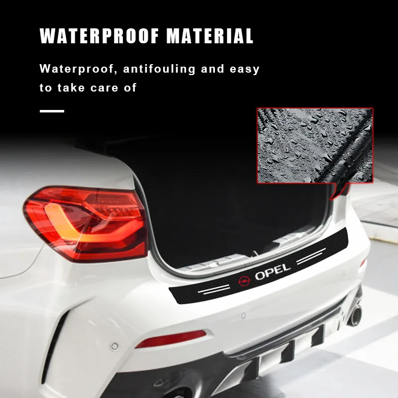 3D Carbon Fiber Rear Bumper Guard - Waterproof Anti-Scratch Trunk Protector Sticker Compatible Opel Corsa/Astra/Mokka/Insignia