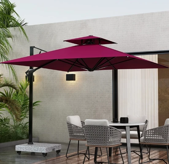 The product can be customized. Outdoor sunshade garden umbrella, hydraulic parachute