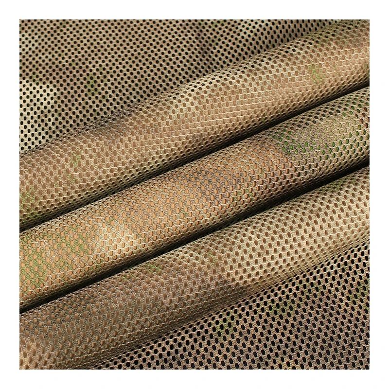 

A-TACS-AU Camouflage Mesh Fabric 230gsm Light Weight Both Sides Printed 100% Polyester Anti-Static for Tactical Outdoor Use