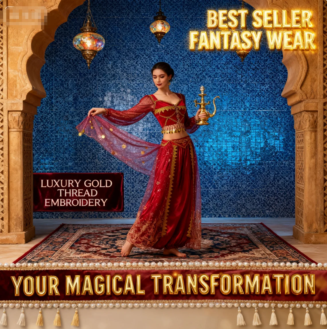 زي الهالوين زي الأميرة الياسمين للرقص للسيدات البالغات أداء الرقص الهندي مجموعة نمط غريب