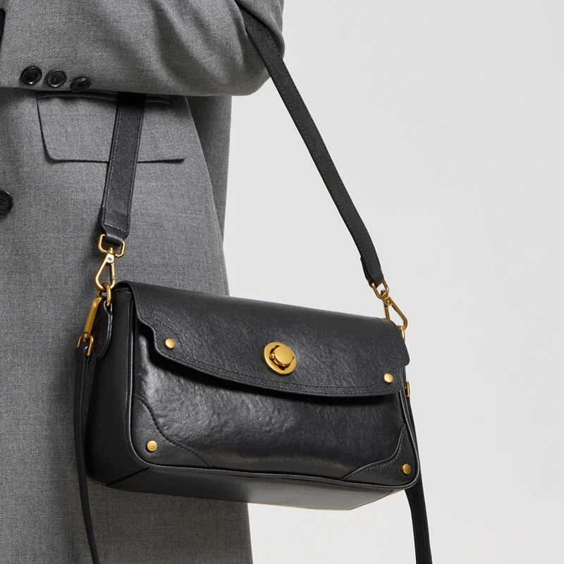 

2026 New Spring Women's Vintage Genuine Leather Shoulder Crossbody Messenger bag Female Luxury designer Underarm Shoulder Bag