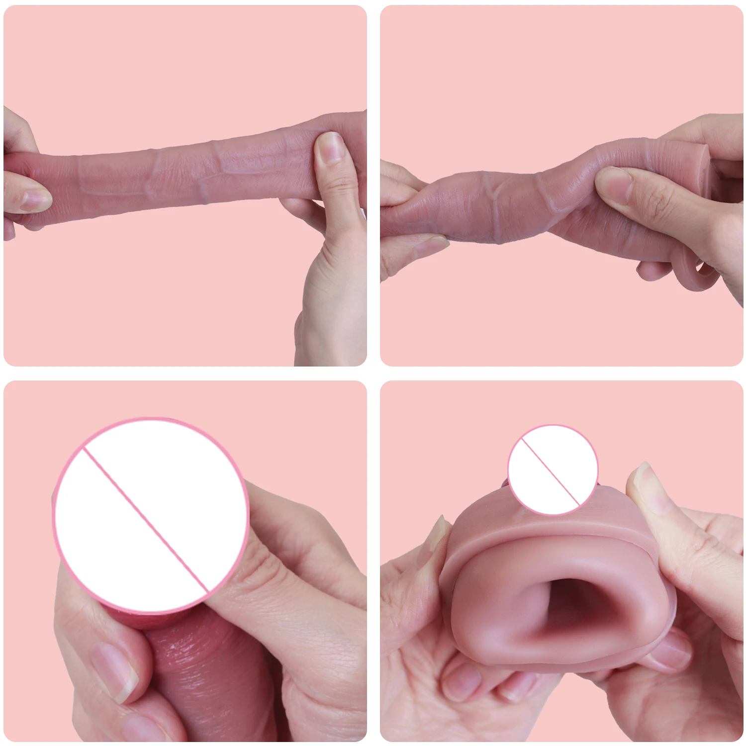 Men Sex Toy Liquid Silicone Skin Feel Penis Sleeve with Cock Ring Realistic Dildo Entender Erotic Sex Product Flexibility