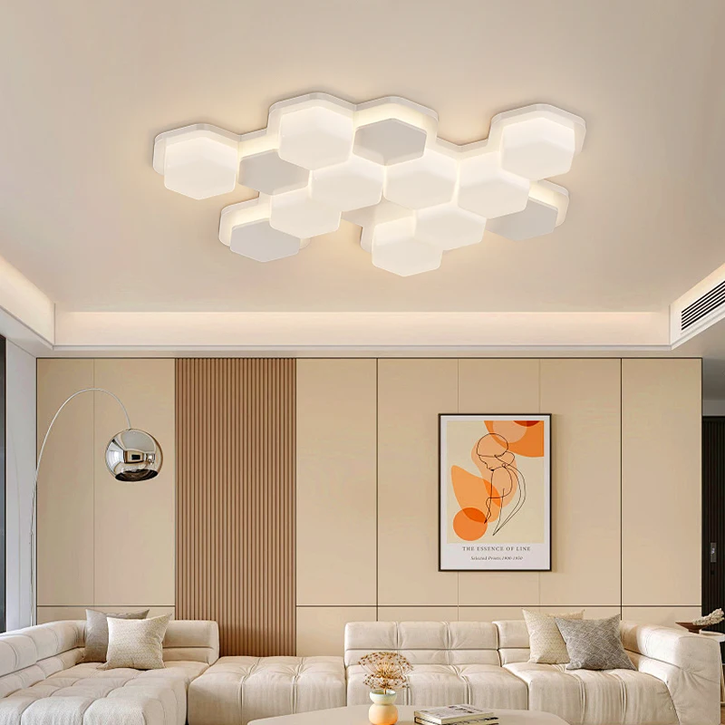 Modern Geometric Led Ceiling Lamp French Minimalist Dining Room Living Room Lamp Bedroom Study Room Whole House Indoor Lighting