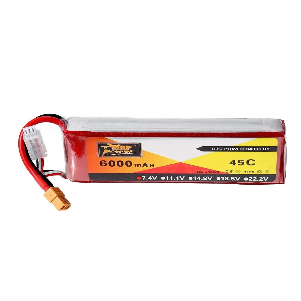 ZOP Power 7,4 V 6000mAh 45C 2S Lipo Battery XT60 Plug для радиоуправляемого гоночного автомобиля