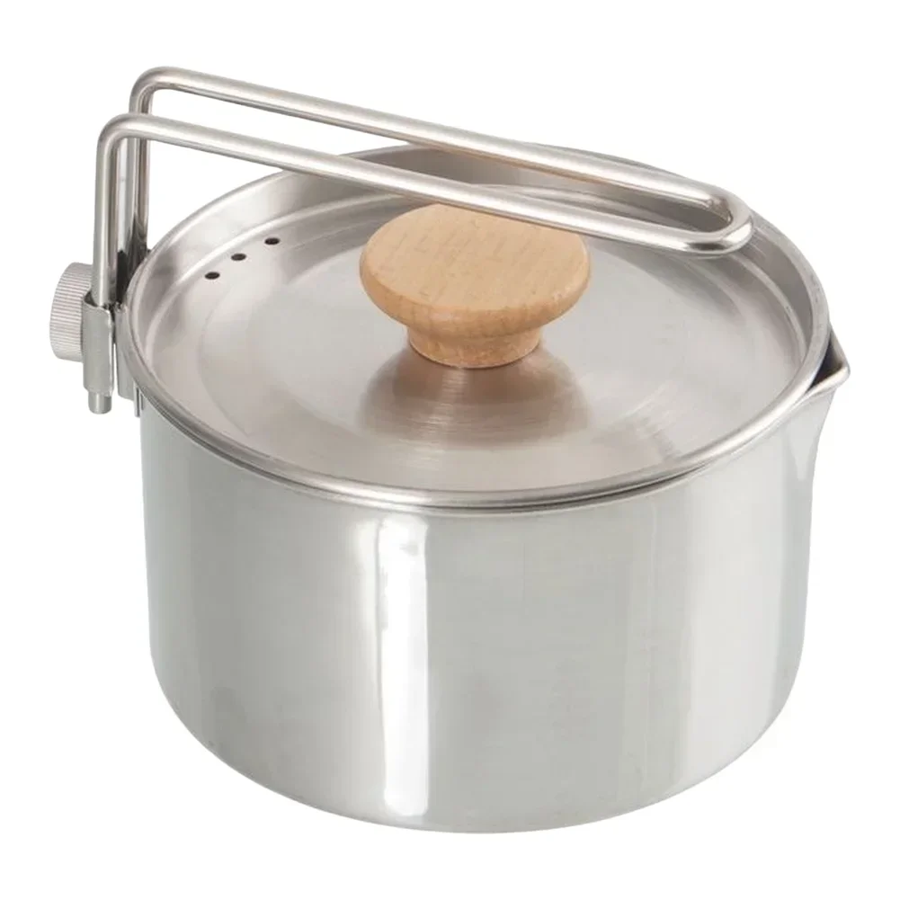 Foldable Camping Pot Made of 304 Stainless Steel with Secure Lid and Rotatable Detachable Handle for Outdoor Use