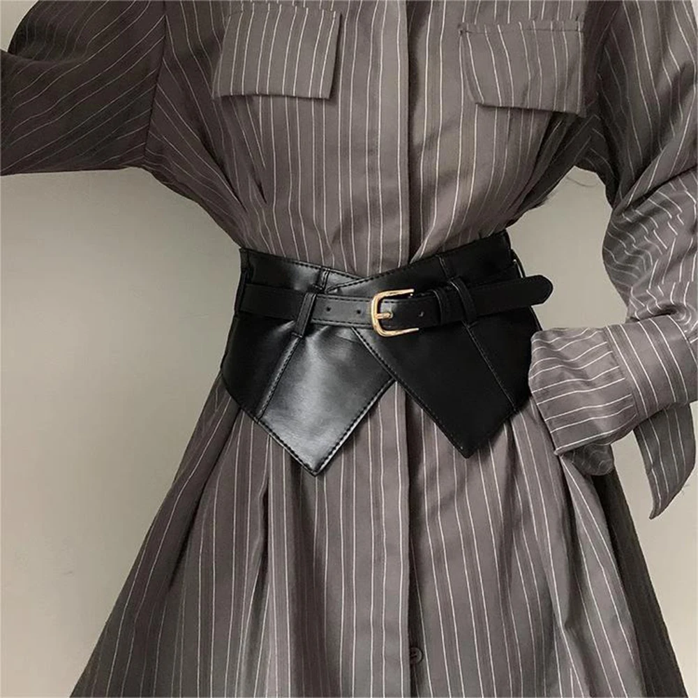 Hot Ladies With Woolen Overcoat Black Waist Wide Elastic Tight Waistband Fashion Tie-in Suit Sweater Belt Irregular Waist Seal