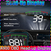 A900 OBD HUD Head Up Display Car Overspeed Warning Windshield Projector Water Temperature Gauge Voltage Tachometer RPM MPH