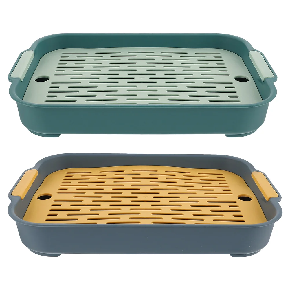 2 Pcs Rabbit Toilet Guinea Pig Bunny Litter Anti-fall Pet Plastic Potty Hamster Small Pets Trash Can Cage Household