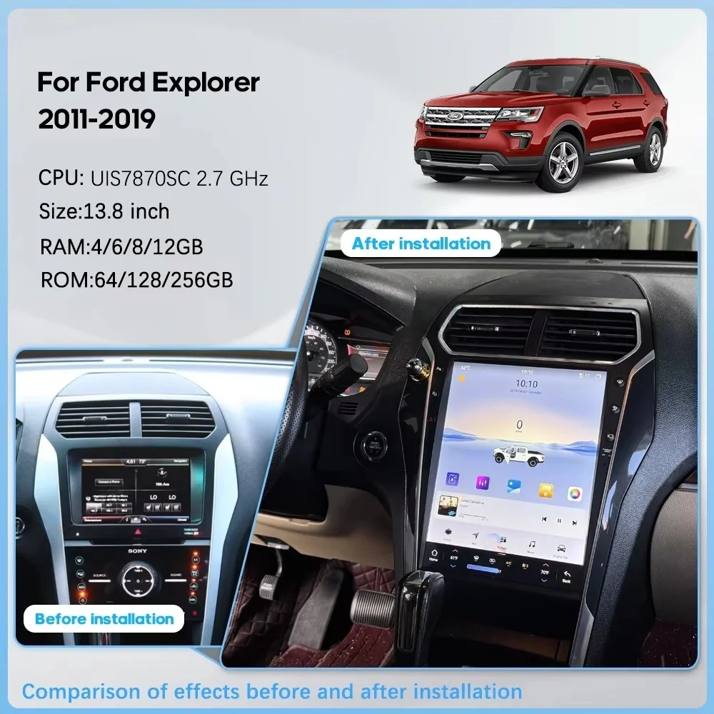 

13.8inch Screen For Ford Explorer 2011-2019 CarPlay Android Auto Car Radio Multimedia Player Stereo GPS Navigation DSP Head Unit
