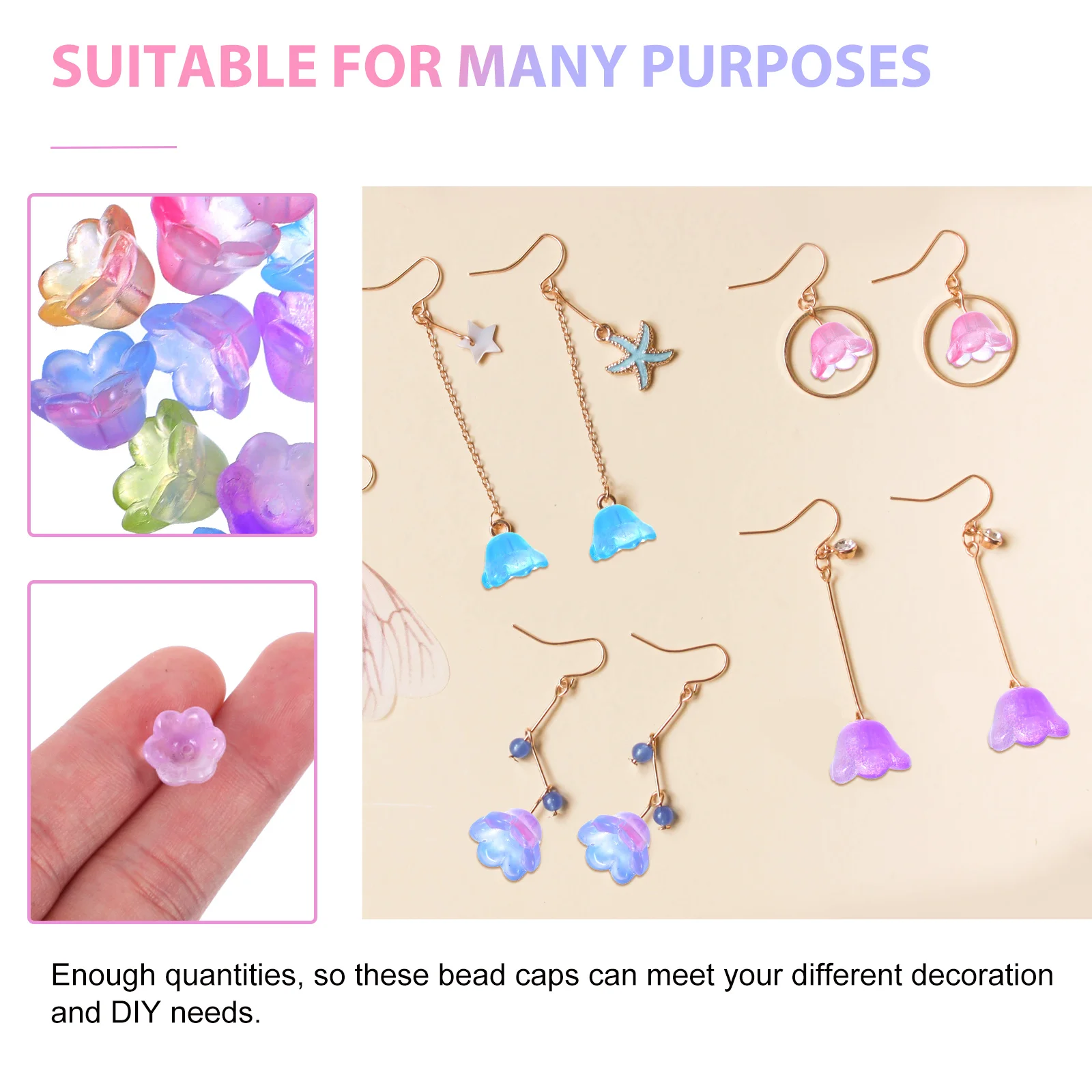 

60Pcs Colored Flower Beads Caps Durable Jewelry Making DIY Necklace Bracelet Supplies Flower Bead Cap DIY Bead Caps