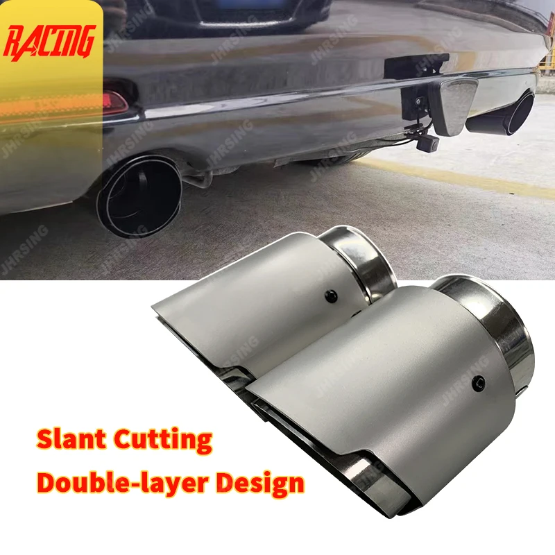 

Universal 304 Stainless Steel Exhaust Pipe Upgrade Double-layer Design stainless Muffler Tail Tips Modify